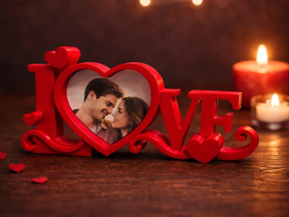 Porta-Retrato de Coração LOVE